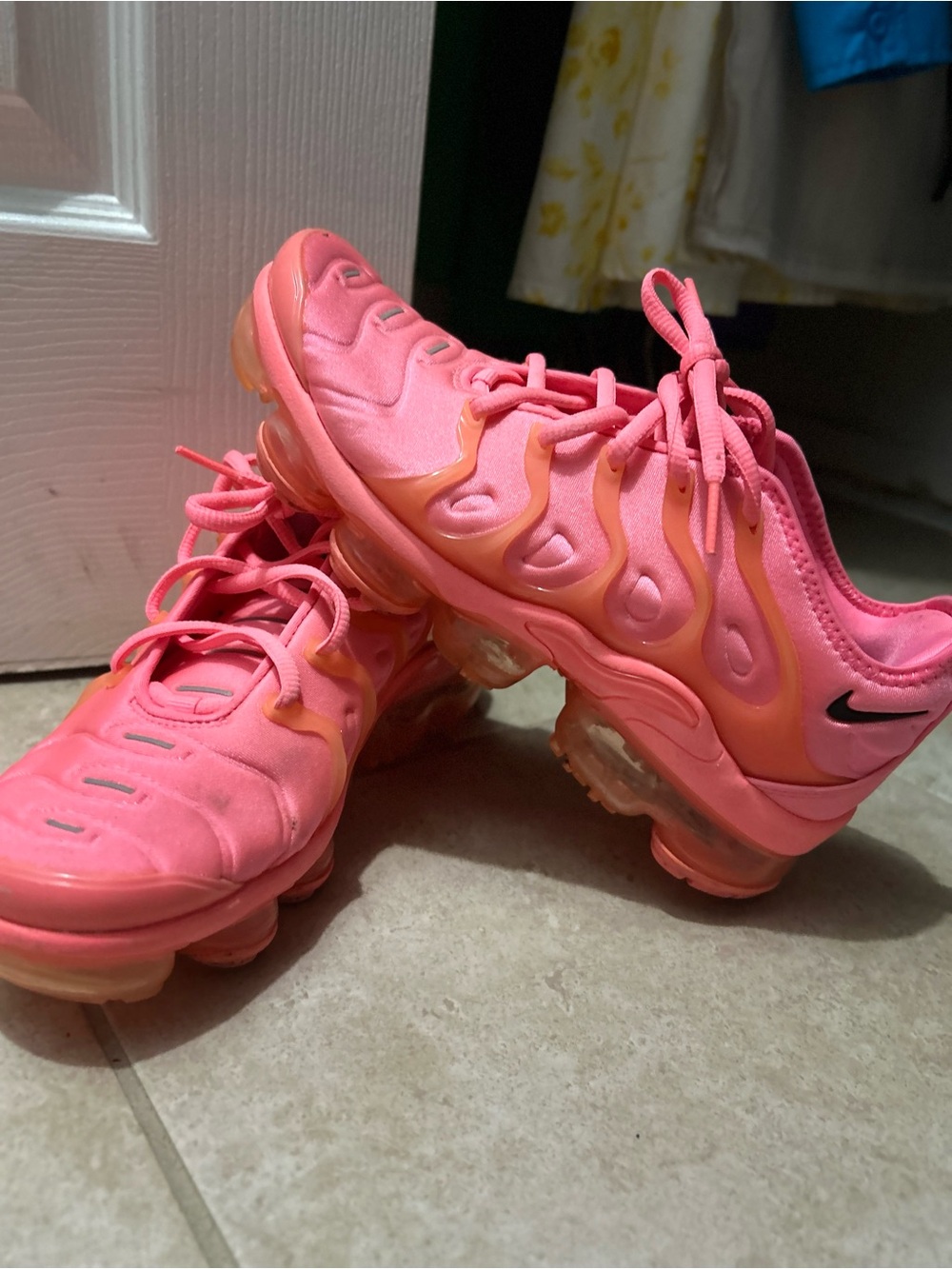 Nike Pink and Coral VaporMax-Style Kids' Sneakers